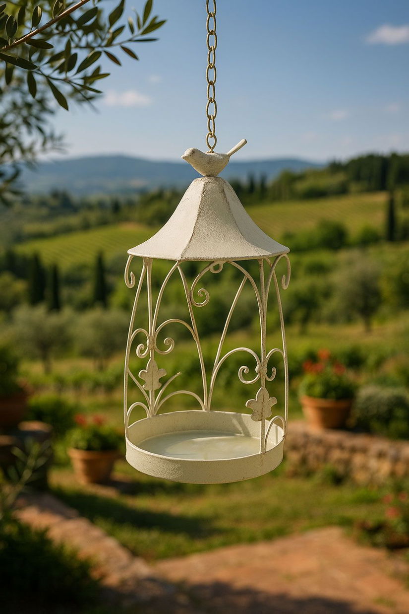 Baie pasarele Shabby Chic din fier forjat antil white