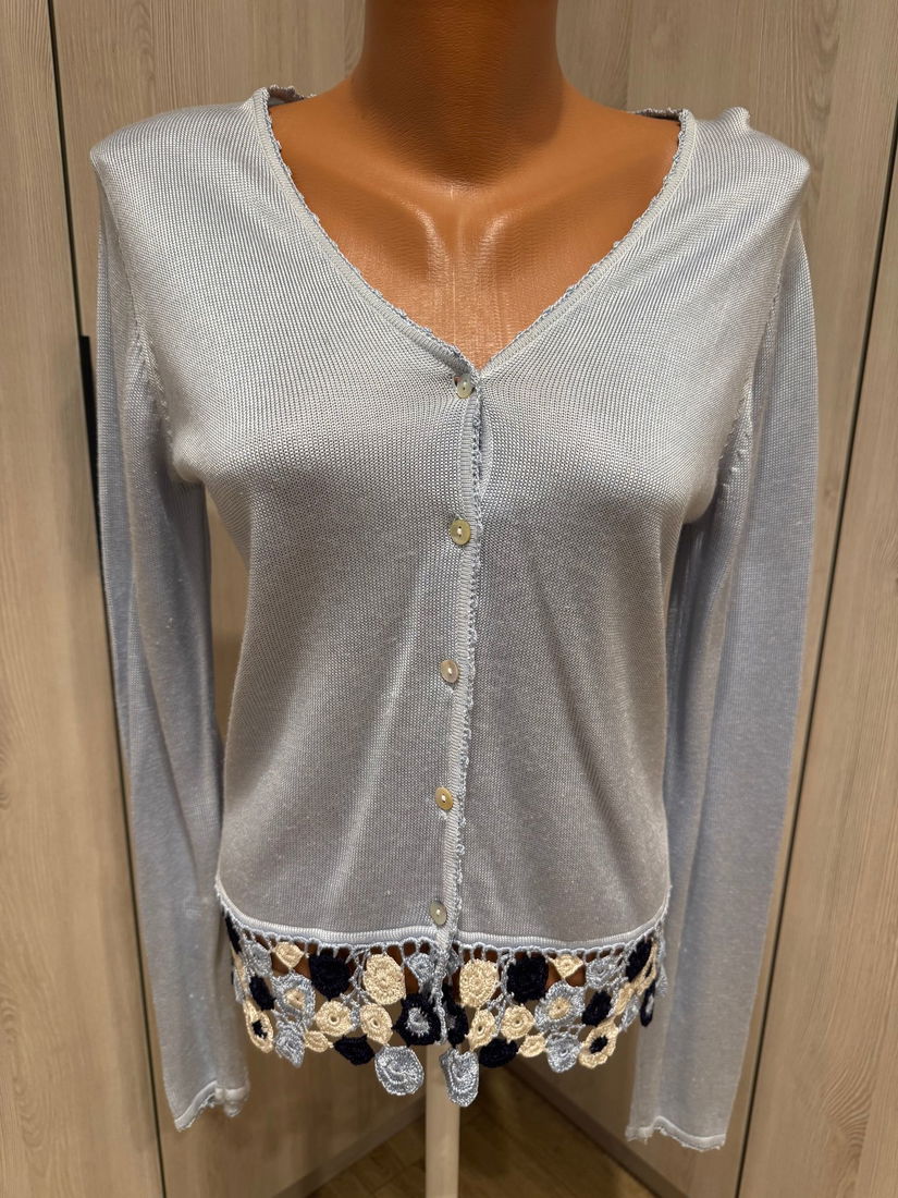 CARDIGAN QUO SUPERB,ELEGANT,DEOSEBIT ,MARGINE CROSETATA, MARIME 12