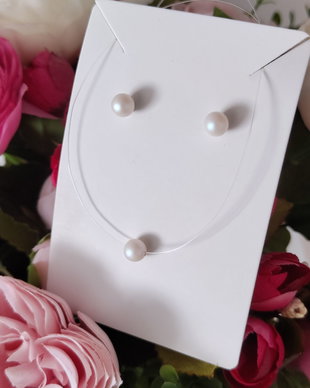 Set Pearlescent white Swarovski colier + cercei