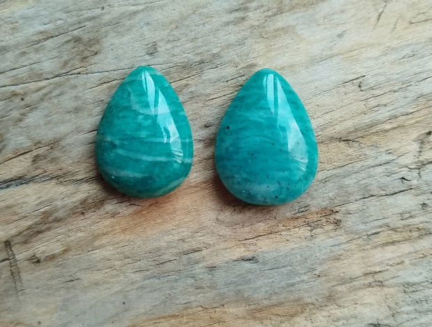 Cabochon amazonit rusesc, 25x18 mm (2 buc)