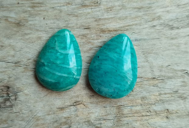 Cabochon amazonit rusesc, 25x18 mm (2 buc)