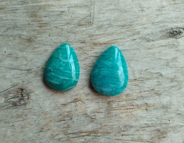 Cabochon amazonit rusesc, 25x18 mm (2 buc)