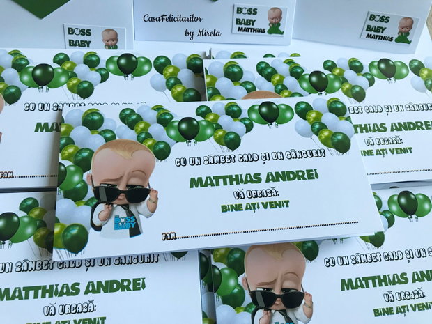 Plicuri bani botez Baby boss/Placecarduri Baby boss
