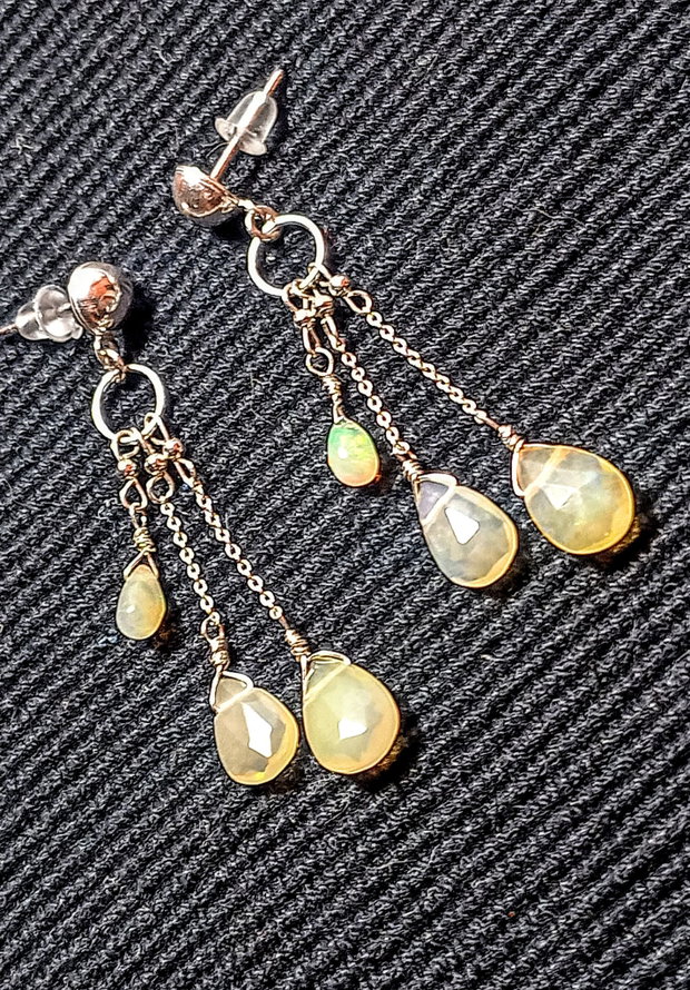 Cercei argint opal de foc etiopian lant tija argint minimalisti boho chic trendy cadou - Transport gratuit
