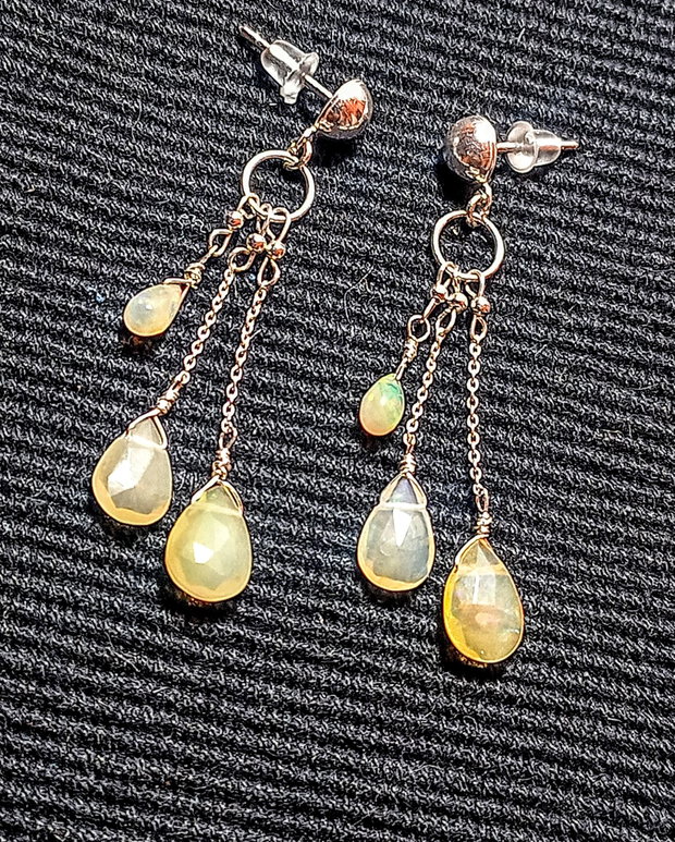 Cercei argint opal de foc etiopian lant tija argint minimalisti boho chic trendy cadou - Transport gratuit