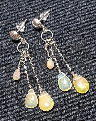 Cercei argint opal de foc etiopian lant tija argint minimalisti boho chic trendy cadou - Transport gratuit