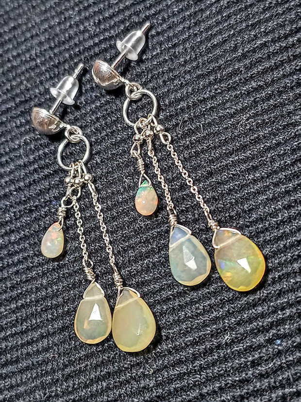 Cercei argint opal de foc etiopian lant tija argint minimalisti boho chic trendy cadou - Transport gratuit