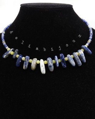 Colier statement handmade unicat - sodalit si peridot (cod1254)