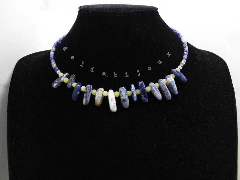 Colier statement handmade unicat - sodalit si peridot (cod1254)