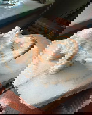 SUPERBA SCRUMIERA VINTAGE ALABASTRU DECOR ELEFANT