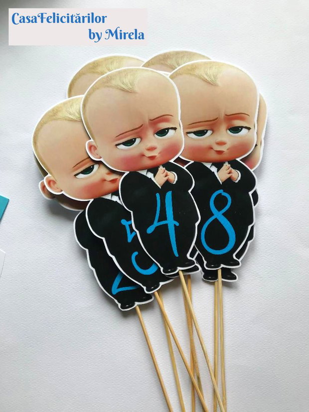 Numere de masa botez Baby boss- pe băț