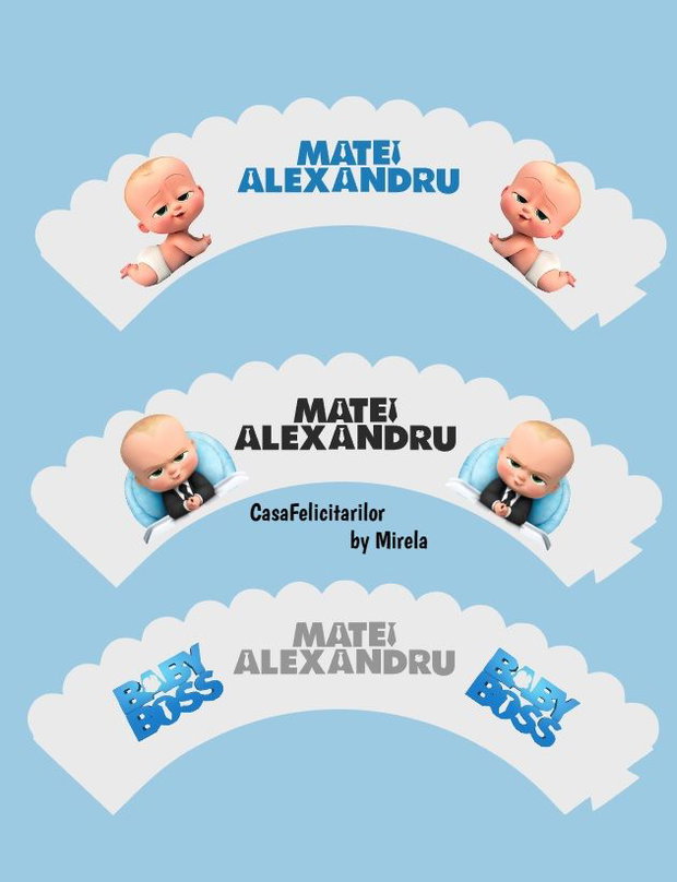 Învelitori brioșe Baby Boss personalizate