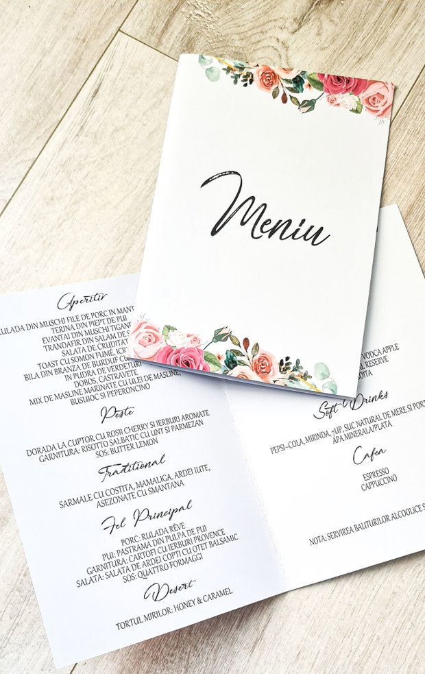 Meniu nunta floral