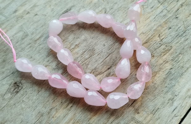 Margele fatetate cuart roz, 16x10 mm
