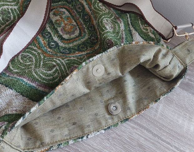 Totebag Sacosa Shopper Geanta textila verde bej captusit