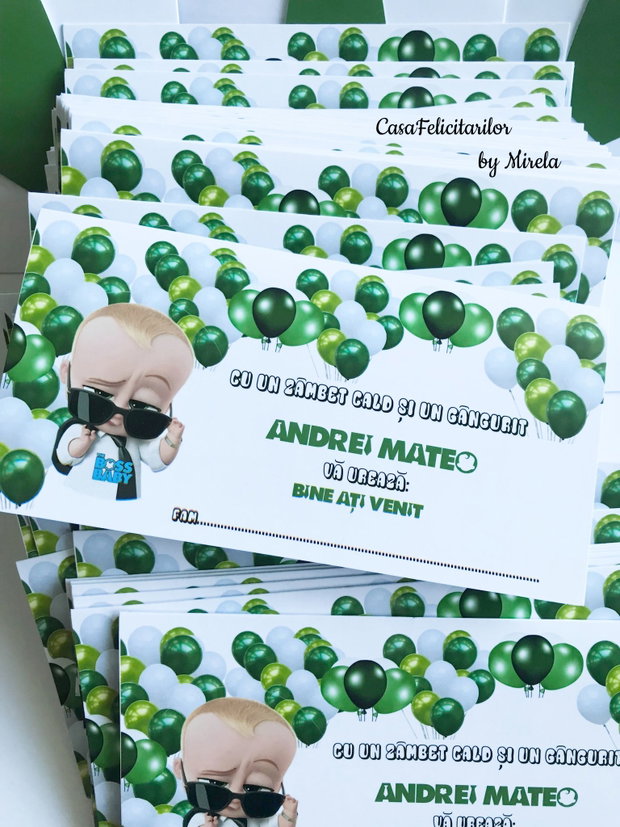 Plicuri bani botez Baby boss baloane verzi