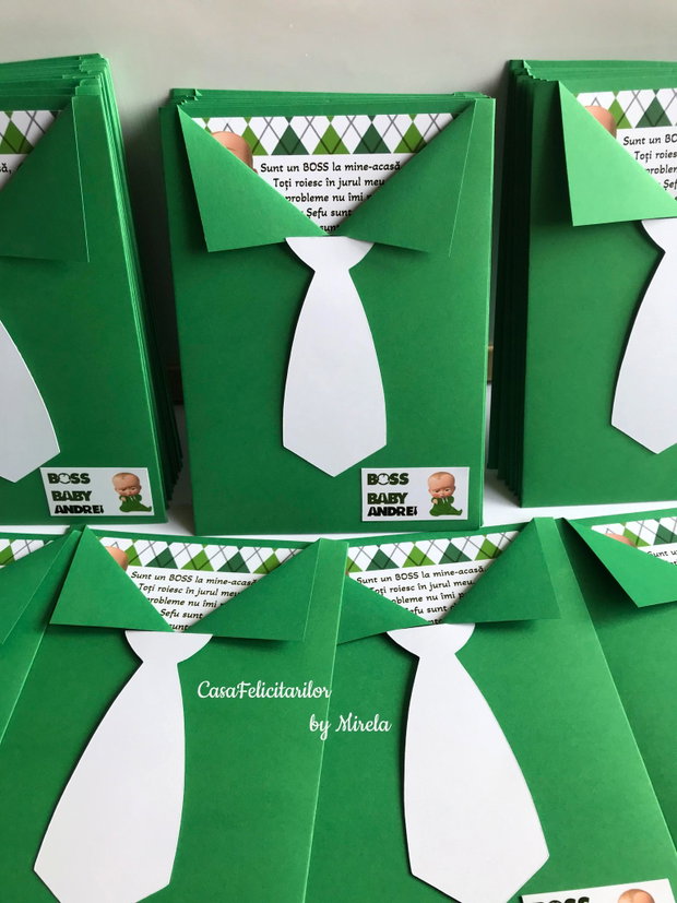 Invitatii botez Baby boss verde