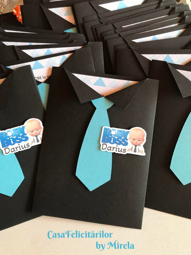 Invitatii botez Baby boss verde