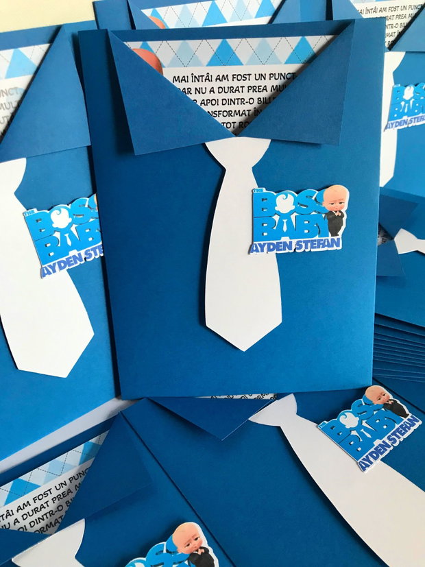 Invitatii botez Baby boss verde