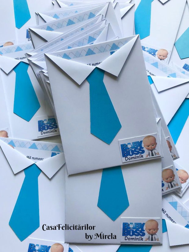 Invitatii botez Baby boss verde