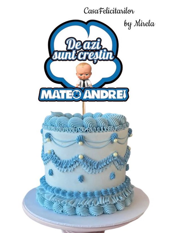 Topper tort Baby boss "La multi ani!"