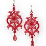 Cercei Chandelier Rosu Degrade cu cristale stralucitoare