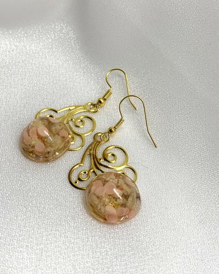 cercei handmade unicat din rasina si flori naturale 00616