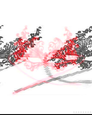 Masca venetiana rosie brodata