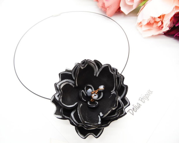 Colier handmade statement unicat -floral- foamiran (cod1256)