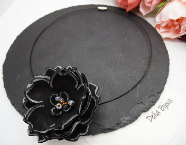 Colier handmade statement unicat -floral- foamiran (cod1256)