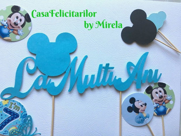 Topper tort Mickey mouse " La multi ani!"