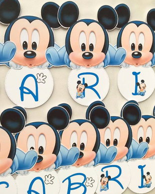 Ghirlandă personalizată Mickey Mouse  decor botez, moț sau petreceri băieței