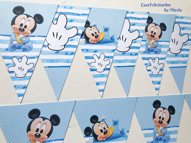 Ghirlandă personalizată Mickey Mouse decor botez, moț sau petreceri băieței