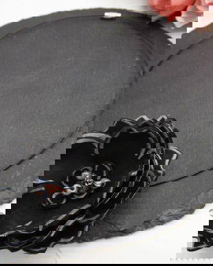 Colier Statement Handmade Unicat Floare Neagră din Foamiran cu Mărgele de Nisip și Sârmă de Cupru (cod1256)