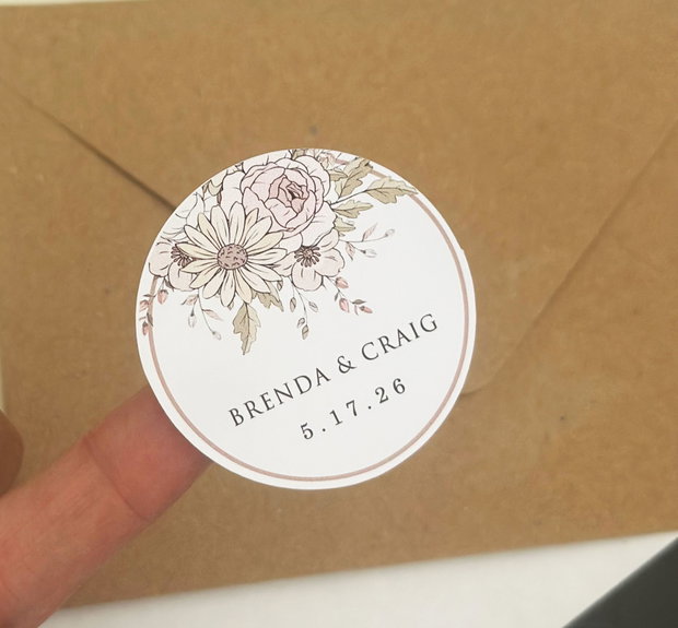 Sticker floral marturii sau invitatii, Sticker pesonalizat