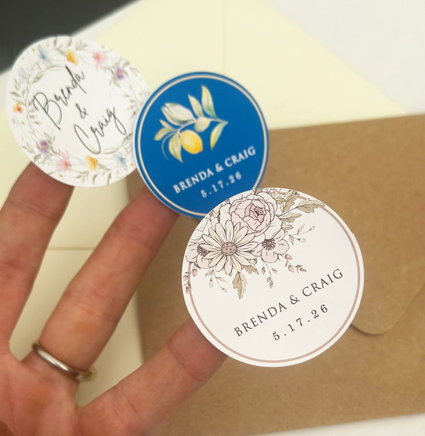 Sticker floral marturii sau invitatii, Sticker pesonalizat