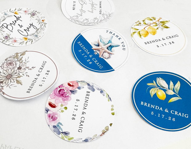 Sticker floral marturii sau invitatii, Sticker pesonalizat