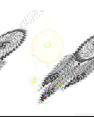 Dreamcatcher brodat cu pana de paun