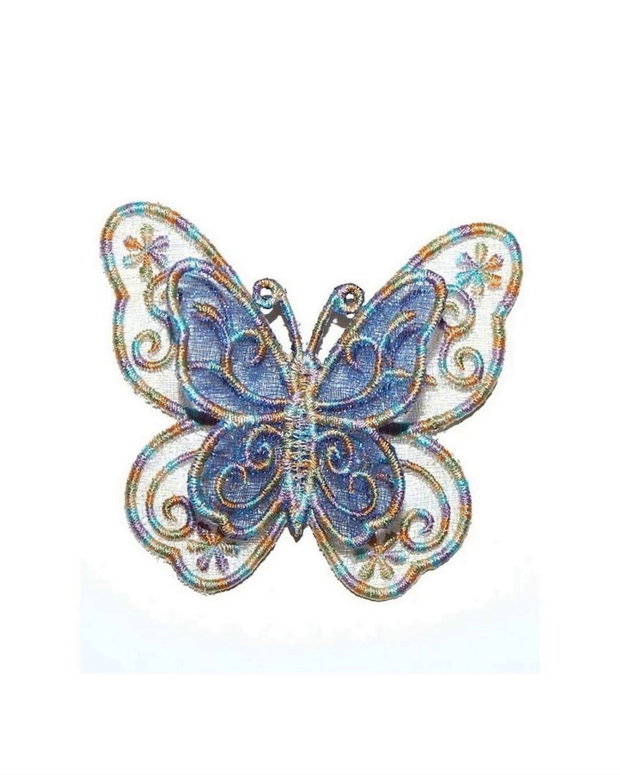 Brosa Fluture Aripi Duble Bijuterie 3D Brodata