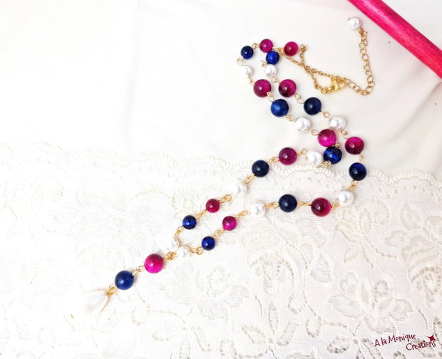 Colier cu ochi de tigru si perle