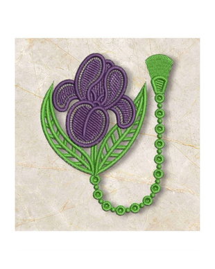 Semn de Carte Brodat  Floare de Iris | Cadou Elegant