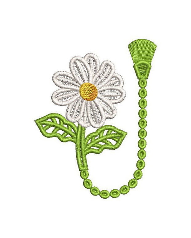 Semn de Carte Brodat  Floare de Margaretă