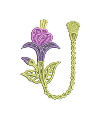 Semn de Carte Brodat  Floare Fuchsia Cerceluș