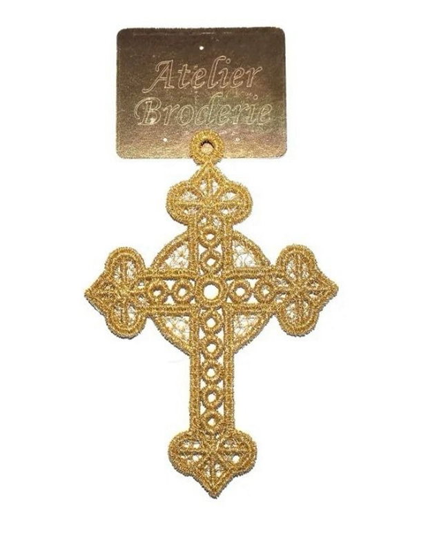 Cruce Brodata cu Ata Metalica Aurie 4