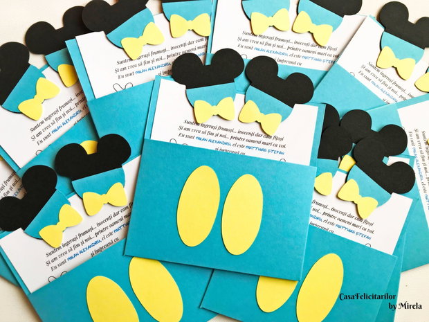 Invitatii botez gemeni Mickey mouse
