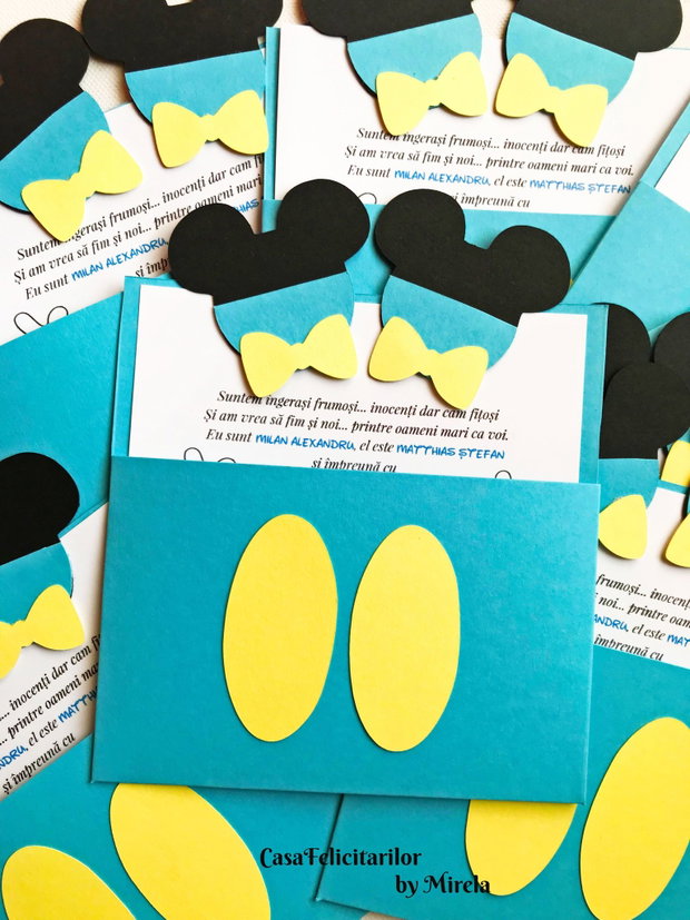 Invitatii botez gemeni Mickey mouse