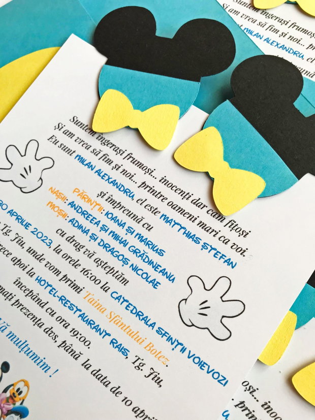 Invitatii botez gemeni Mickey mouse