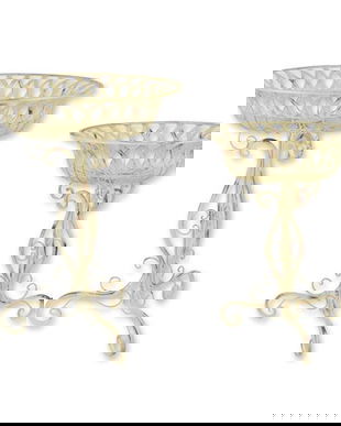 Set doua jardiniere din fier forjat antik white