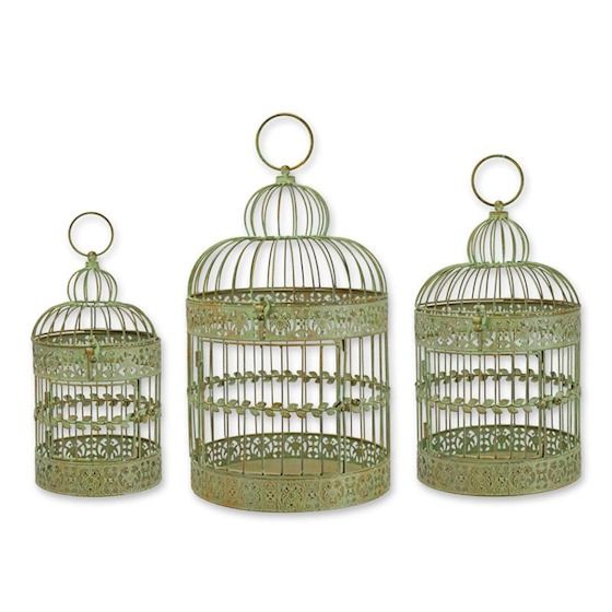 Set trei colivii din fier forjat antik green