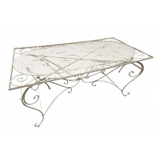 Masa gradina din fier forjat antik white